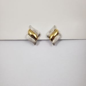 Christian dior earrings two tone vintage clip on